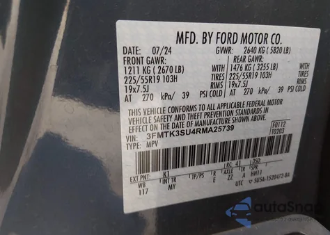 2024 Ford Mustang Mach-E Premium из США, поврежденный, VIN 3FMTK3SU4RMA25739